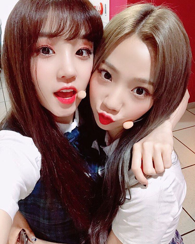 우주소녀와 친목하는 걸그룹들.jpgif