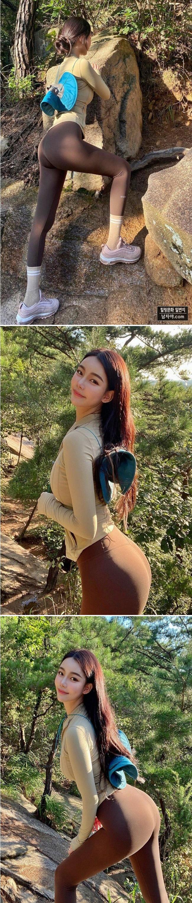 등산하는 필라테스 강사 뒤태